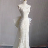 Mermaid Sweetheart Lace White Satin Wedding Dresses SD2124