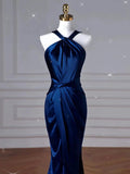 Mermaid Halter Navy Blue Long Prom Dress Evening Dress Formal Dress SD2135
