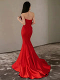 Mermaid Sweetheart Satin Long Red Prom Dress Evening Dress Formal Dress SD2137