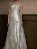 Mermaid Strapless White Satin Long Wedding Dresses Bridal Dress SD2144