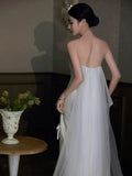 Mermaid Strapless White Satin Long Wedding Dresses Bridal Dress SD2144