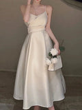 A line Spaghetti Straps Satin Prom Dress Evening Dress Formal Dress SD2146