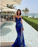 Mermaid Spaghetti Straps Royal Blue Long Prom Dress Evening Dress Formal Dress SD2150