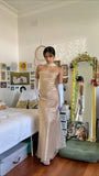 Mermaid Halter Neckline Champagne Long Prom Dress Evening Dress Formal Dress SD2154