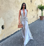 A line Halter Neckline Long Prom Dress Evening Dress Formal Dress SD2158