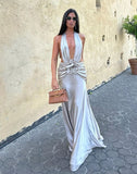 A line Halter Neckline Long Prom Dress Evening Dress Formal Dress SD2158