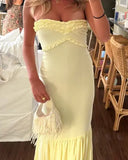 Mermaid Sweetheart Long Yellow Prom Dress Evening Dress Formal Dress SD2160