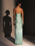 Mermaid Strapless Neckline Green Satin Long Prom Dress Evening Dress Formal Dress SD2173