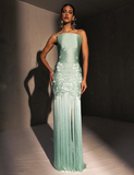 Mermaid Strapless Neckline Green Satin Long Prom Dress Evening Dress Formal Dress SD2173
