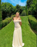 Mermaid Off The Shoulder Long Champagne Prom Dress Evening Dress Formal Dress SD2180