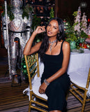 Sheath Straps Ankle Length Black Prom Dress Evening Dress Formal Dress SD2186