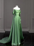 A Line Off The Shoulder Satin Prom Dresses Long Evening Gown Formal Party Dress SD2199