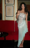 Mermaid Strapless Chiffon Blue Prom Dresses Formal Evening Dress SD2211
