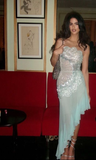 Mermaid Strapless Chiffon Blue Prom Dresses Formal Evening Dress SD2211