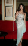 Mermaid Strapless Chiffon Blue Prom Dresses Formal Evening Dress SD2211