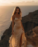 Mermaid Spaghetti Straps Long Prom Dresses Formal Evening Dress SD2214