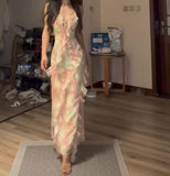 Mermaid Spaghetti Straps Chiffon Evening Dress Long Prom Dresses SD2216