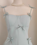 Ball Gown Straps Satin Blue Short Birthday Outfits 16th Birthday Dresses SD221