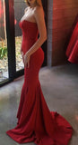 Mermaid Sweetheart Satin Red Prom Dresses Long Party Dress SD2227