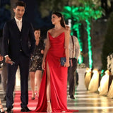 Mermaid Sweetheart Red Slit Prom Dresses Long Party Dress SD2262