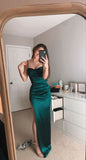 Mermaid Green Satin Long Prom Dresses Long Party Dress SD2269