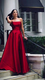 A Line Strapless Wine Red Prom Dresses Long Party Dress SD2277