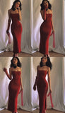Mermaid Spaghetti Straps Red Prom Dresses Long Party Dress SD2279