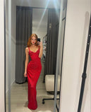 Mermaid Straps Sequin Red Prom Dresses Long Party Dress SD2300