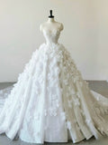 Ball Gown Sweetheart Sequin Floral White Wedding Dresses Brides Dress SD2313