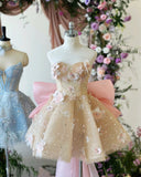Ball Gown Sweetheart Pink Floral Lace Prom Dresses Party Dress SD2315