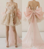 Ball Gown Sweetheart Pink Floral Lace Prom Dresses Party Dress SD2315