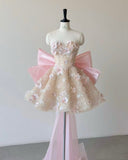 Ball Gown Sweetheart Pink Floral Lace Prom Dresses Party Dress SD2315