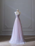 Ball Gown Sweetheart Pink Floral Tulle Long Prom Dresses Evening Gowns SD2323