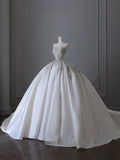 Ball Gown Sweetheart Satin White Wedding Dresses Brides Dress SD2326