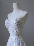 A Line Sweetheart Lace Tulle White Wedding Dresses Brides Dress SD2343