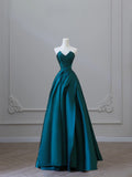 A Line Strapless Satin Ruffles Long Prom Dresses Formal Evening Dress SD2344