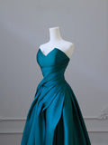 Ball Gown Sweetheart Satin Ruffles Long Prom Dresses Party Dress SD1330