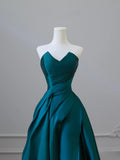 Ball Gown Sweetheart Satin Ruffles Long Prom Dresses Party Dress SD1330