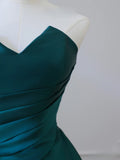 A Line Strapless Satin Ruffles Long Prom Dresses Formal Evening Dress SD2344