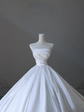 Ball Gown Strapless Satin White Wedding Dresses Brides Dress SD2349