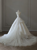 Ball Gown Sweetheart Tulle White Wedding Dresses Brides Dress SD2351