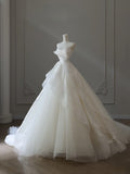 Ball Gown Sweetheart Tulle White Wedding Dresses Brides Dress SD2351