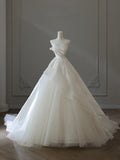 Ball Gown Sweetheart Tulle White Wedding Dresses Brides Dress SD2351