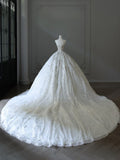 Ball Gown Strapless Sequin White Wedding Dresses Brides Dress SD2353
