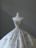 Ball Gown Strapless Sequin White Wedding Dresses Brides Dress SD2353