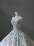 Ball Gown Strapless Sequin White Wedding Dresses Brides Dress SD2353