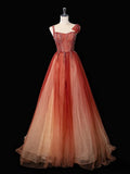 Mermaid Strapless Satin Long Rust Red Ruffles Long Prom Dresses Formal Evening Dress SD2354