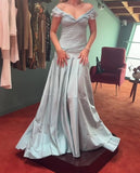 Mermaid Off The Shoulder Light Sky Blue Evening Dress Prom Dresses SD2387