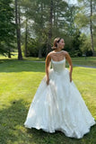 Ball Gown Spaghetti Straps White Satin Long Wedding Dresses Bridal Dress SD2389