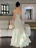 Mermaid Spaghetti Straps Green Long Party Dresses Prom Dress SD2403